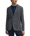 Hugo Boss Regular-fit Jacket In Micro-patterned Stretch Jersey In Dark Blue