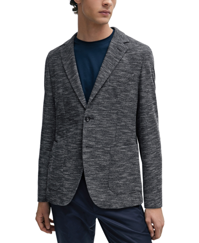 Hugo Boss Boss By  Men's Regular-fit Jacket In Micro-patterned Cloth In Dark Blue