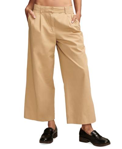 Lucky Brand Women's Pleated Cropped Wide-leg Pants In Dark Khaki