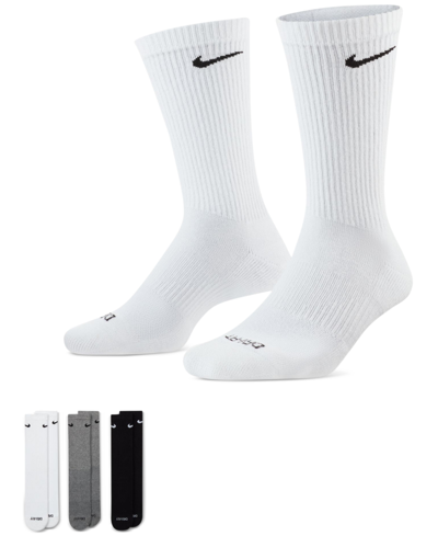 Nike Unisex Everyday Plus Cushioned Training Crew Socks (3 Pairs) In Multicolor,white