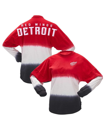 Spirit Jersey Women's  Red, Black Detroit Red Wings Ombre Long Sleeve T-shirt In Red,black