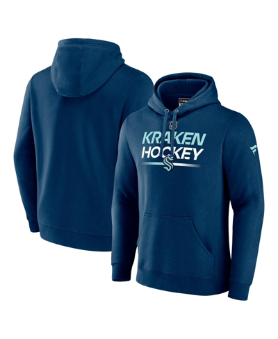 Fanatics Men's  Navy Seattle Kraken Authentic Pro Pullover Hoodie