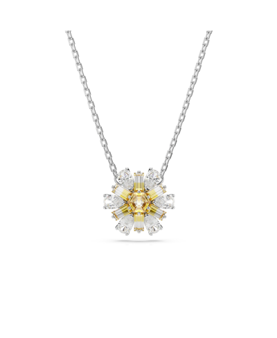 SWAROVSKI FLOWER, YELLOW, RHODIUM PLATED IDYLLIA PENDANT NECKLACE