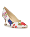 Nine West Ariella Pointed Toe Pump In White Garden Print Multi- Textile