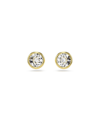 SWAROVSKI ROUND CUT, WHITE, GOLD-TONE IMBER STUD EARRINGS