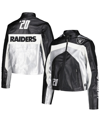 THE WILD COLLECTIVE WOMEN'S THE WILD COLLECTIVE BLACK LAS VEGAS RAIDERS FAUX LEATHER FULL-ZIP RACING JACKET