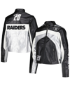 The Wild Collective Black Las Vegas Raiders Faux Leather Full-zip Racing Jacket In Black