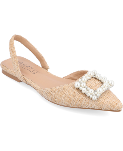 Journee Collection Women's Hannae Wide Width Embellished Flats In Natural