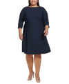 Tommy Hilfiger Plus Womens Knee Length Embellished Shift Dress In Sky Capt