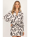 Petal And Pup Cosmo Belted Long Sleeve Linen Blend Mini Shirtdress In White,black