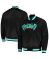 MITCHELL & NESS MEN'S MITCHELL & NESS BLACK VANCOUVER GRIZZLIES HARDWOOD CLASSICS THROWBACK WORDMARK RAGLAN FULL-SNA