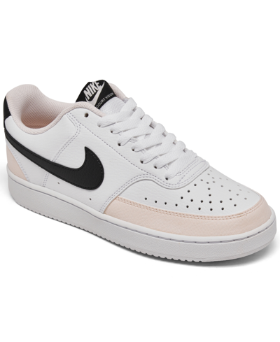 Nike Women's Court Vision Low Casual Sneakers From Finish Line In White,pure Platinum,metal