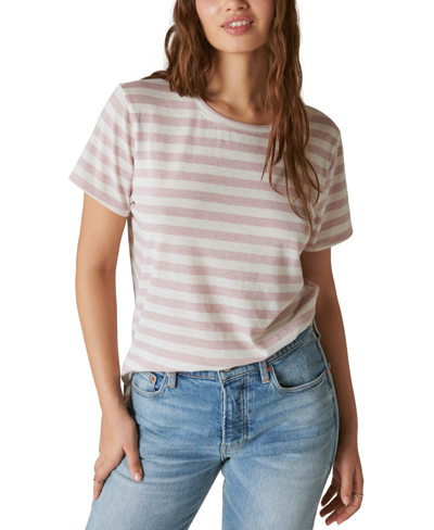 Lucky Brand Women's Striped Classic Crewneck Tee In Natural Stripe