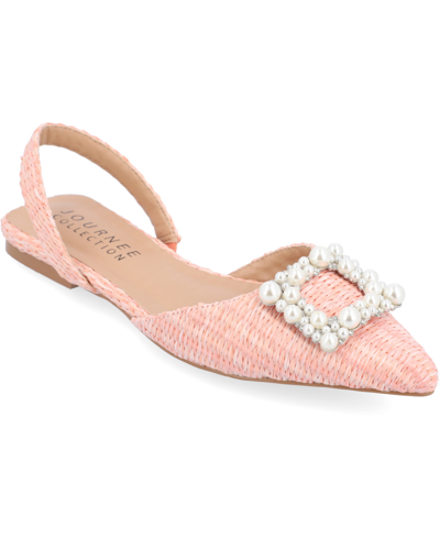 Journee Collection Women's Hannae Wide Width Embellished Flats In Pink