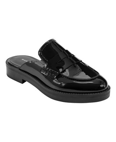 Marc Fisher Women's Burlesk Slip-on Backless Casual Loafers In Black Patent - Faux Patent Leather