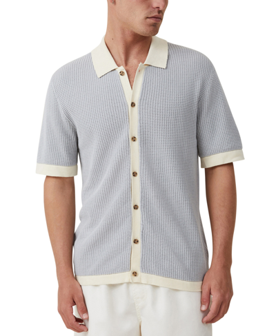 Cotton On Men's Pablo Short Sleeve Shirt In Baby Blue Border