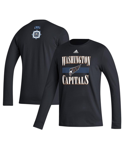 Adidas Originals Men's Adidas Black Washington Capitals Reverse Retro 2.0 Fresh Playmaker Long Sleeve T-shirt
