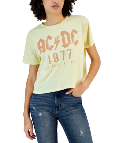 Grayson Threads, The Label Juniors' Ac/dc 1977 Print Graphic T-shirt In Yellow