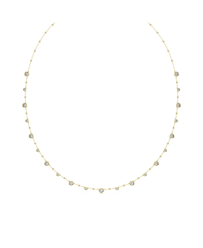 SWAROVSKI ROUND CUT, WHITE, GOLD-TONE IMBER STRAND AGE NECKLACE