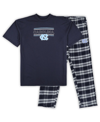 PROFILE MEN'S PROFILE NAVY DISTRESSED NORTH CAROLINA TAR HEELS BIG AND TALL 2-PACK T-SHIRT AND FLANNEL PANTS
