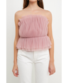 Endless Rose Strapless Tulle Peplum Top In Lilac
