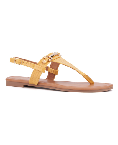 New York And Company Angelica Women's Sandal In Yellow Lizard