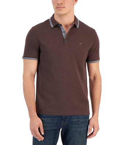 Michael Kors Men's Greenwich Polo Shirt In Chocolate Heather
