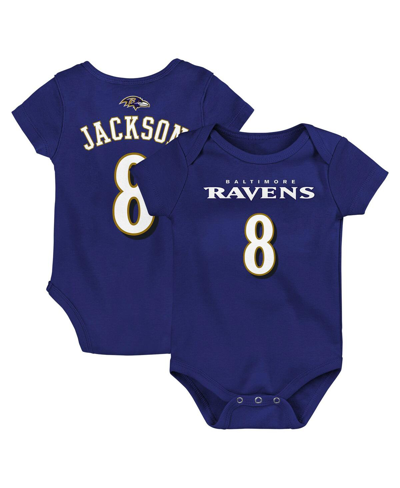 Outerstuff Babies' Newborn And Infant Boys And Girls Lamar Jackson Purple Baltimore Ravens Mainliner Player Name And Nu