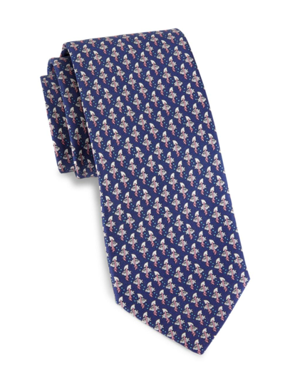Ferragamo Men's Fish Silk Tie In Blue