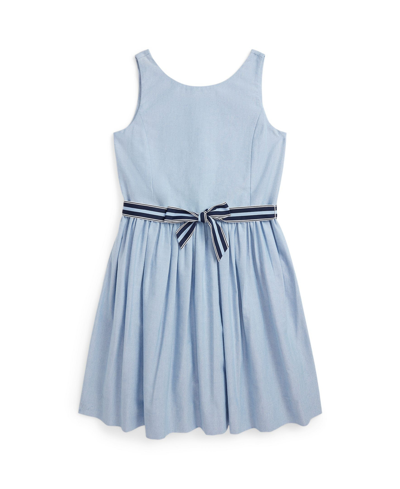 Polo Ralph Lauren Kids' Big Girls Cotton Oxford Dress In Blue Hyacinth