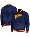 Mitchell & Ness Navy Golden State Warriors Hardwood Classics  Throwback Wordmark Raglan Full-snap Ja In Navy