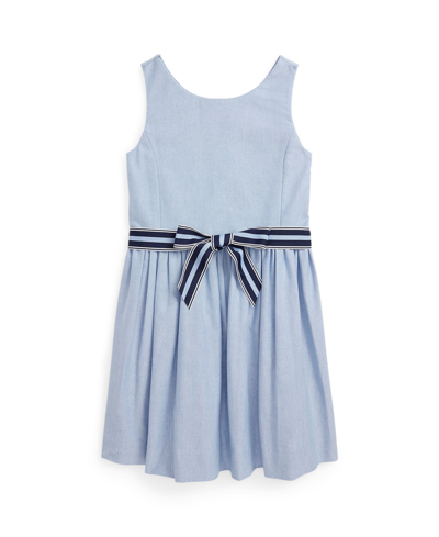 Polo Ralph Lauren Kids' Big Girls Cotton Oxford Dress In Blue Hyacinth