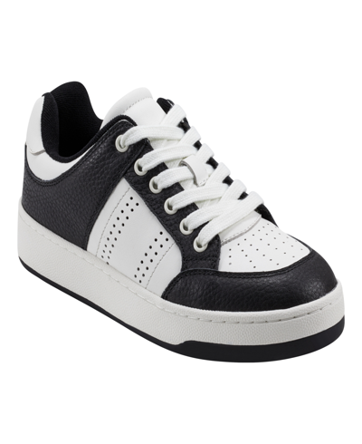 Marc Fisher Ltd Women's Flynnt Casual Lace-up Sneakers In Black,white Leather