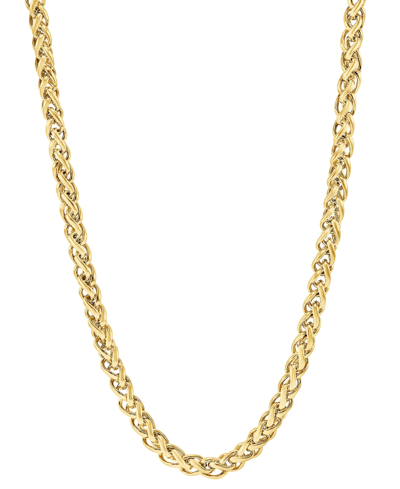 Blackjack Men's Wheat Link 24" Chain Necklace In Stainless Steel In Gold-tone