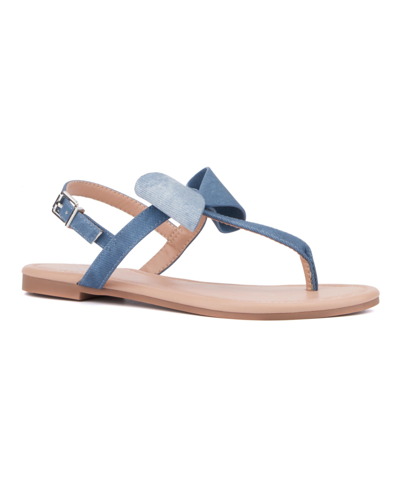 New York And Company Women's Abril Flat Sandal In Blue Combo