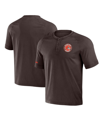 Fanatics Men's Nfl X Darius Rucker Collection By  Brown Cleveland Browns Washed Raglan Henley T-shirt