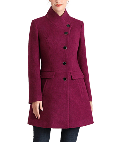 Kimi & Kai Women's Nora Stand Collar Boucle Wool Coat In Plum
