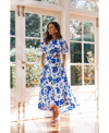 Petal And Pup Petal & Pup Aminah Puff Sleeve Maxi Dress In Blue Floral