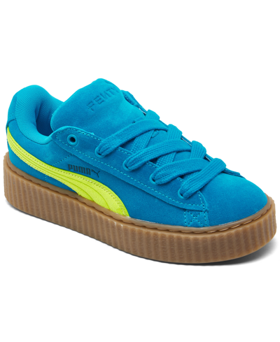 Puma Kids' X Fenty Big Girls Creeper Phatty Casual Sneakers From Finish Line In Speed Blue-lime Pow-gum