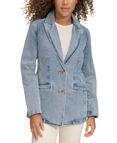 Levi's Plus Size Denim Long-sleeve Blazer Jacket In Light Wash Denim