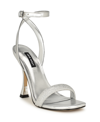 Nine West Nyrah3 Womens Cushioned Footbed Man Made Ankle Strap In Silver