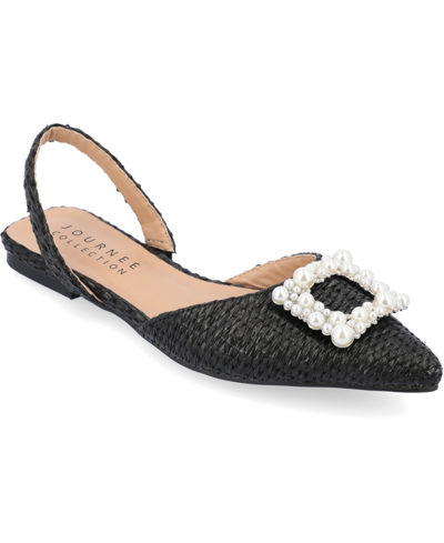 Journee Collection Women's Hannae Wide Width Embellished Flats In Black