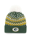 47 BRAND WOMEN'S '47 BRAND GREEN GREEN BAY PACKERS ELSA CUFFED KNIT HAT WITH POM