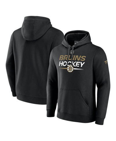 Fanatics Men's  Black Boston Bruins Authentic Pro Pullover Hoodie