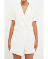 Endless Rose Short Sleeve Blazer Romper In White