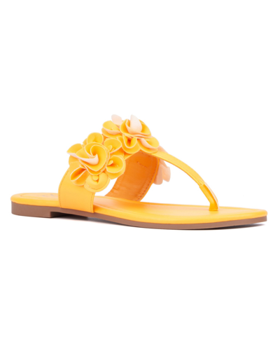 New York And Company Liana Women's Flip Flop Sandal In Orange Sorbet