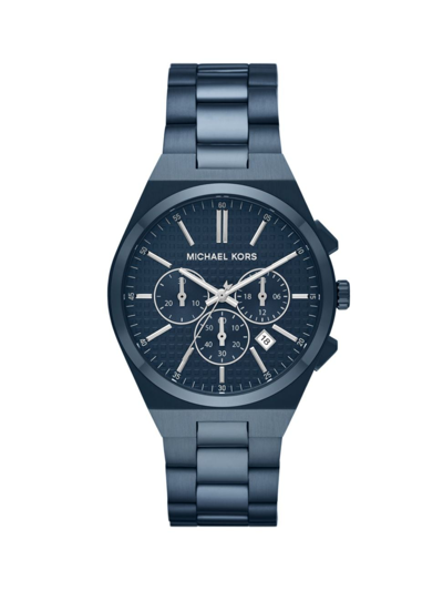 Michael Kors Men's Lennox Chronograph Navy Stainless Steel Watch 40mm In Blue