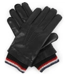 THOM BROWNE Stripe-trim leather and cashmere gloves