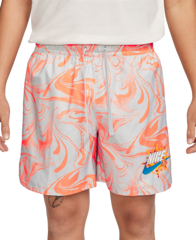 Nike Men's Sportswear Lined Logo Swirl Shorts In Pure Platinum
