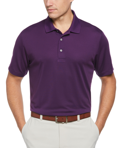 Pga Tour Men's Two-color Mini Jacquard Short-sleeve Golf Polo Shirt In Grape Royale